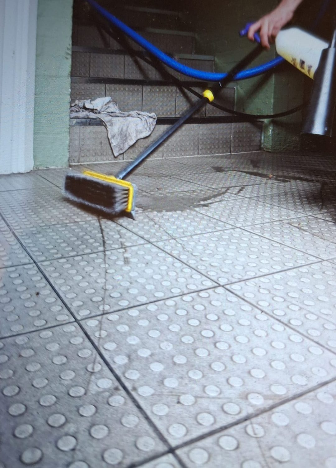 Industrial floor brush head used for heavy-duty pressure washing and surface cleaning